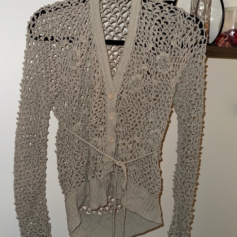 Crochet Knit Cardigan Sweater